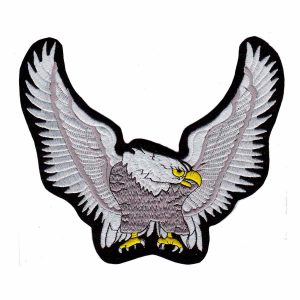 Patch Bordado - Motociclista Aguia Branca Prateada DV80054-07G