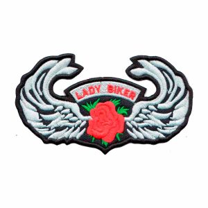 Patch Bordado - Mulher Motociclista Rosa com Asas DV80132-212