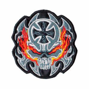 Patch Bordado - Caveira Tribal Cruz Ferro DV80416-161