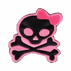 Patch Bordado - Caveira Rosa com Laço DV80444-432