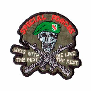 Patch Bordado Caveira Soldado Boina Forcas Especiais EX10053-130