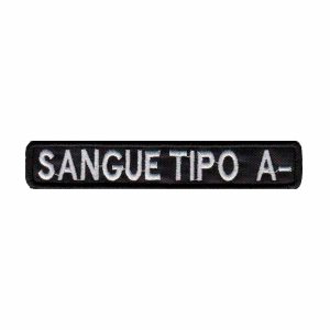 Patch Bordado - Tarja Tipo Sanguineo A Sangue A- PL60137-403