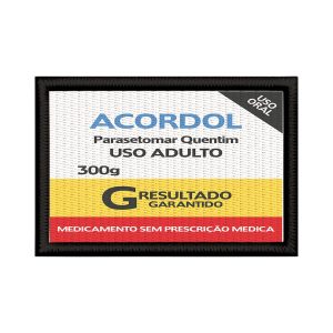 Patch Sublimado Engraçado Acordol Rótulo Remédio Acordar