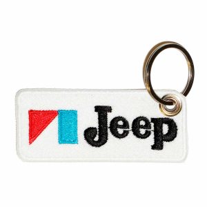 Patch Bordado - Logo Classico Vintage Jeep Branco AD30059-58 - Chaveiro