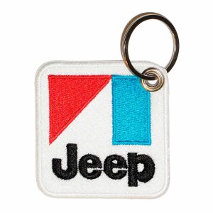 Patch Bordado - Logo Quadrado Vintage Jeep Branco AD30060-265 - Chaveiro
