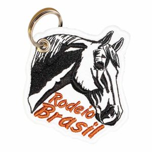 Patch Bordado - Rodeio Show Cavalo Brasil Branco AD30103-224 - Chaveiro