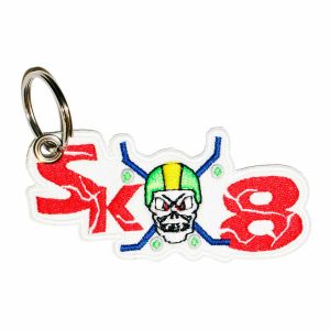 Patch Bordado - Skate Sk8 Caveira e Rolamentos AD30104-220 - Chaveiro