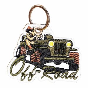 Patch Bordado - Trilha Pneus Off Road Jeep Militar AD30152-186 - Chaveiro