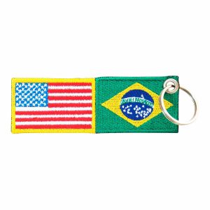 Patch Bordado - Bandeira Usa E Brasil BD50276-185 - Chaveiro