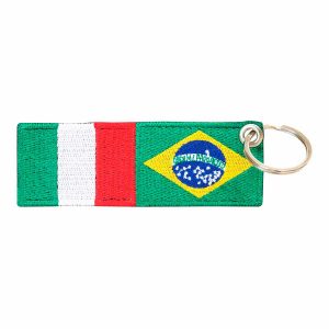 Patch Bordado - Bandeira Itália E Brasil BD50279-192 - Chaveiro