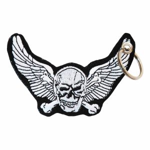 Patch Bordado - Caveira Asas Motociclista Rock DV80024-128 - Chaveiro