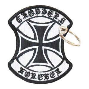 Patch Bordado - Motociclista Moto Cruz Ferro Chopper DV80070-413 - Chaveiro