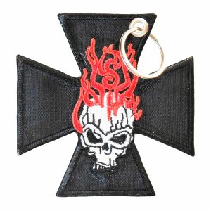 Patch Bordado - Motociclista Caveira Cruz Ferro Fogo DV80159-207 - Chaveiro
