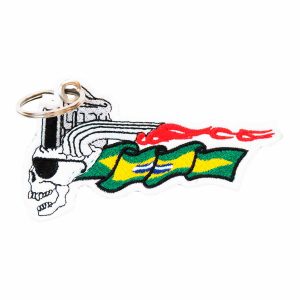 Patch Bordado - Motociclista Caveira Fogo DV80377-326 - Chaveiro