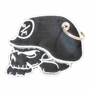 Patch Bordado - Caveira Motociclista Capacete DV80412-83 - Chaveiro