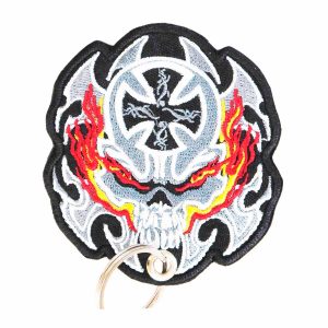 Patch Bordado - Caveira Tribal Cruz Ferro DV80416-161 - Chaveiro