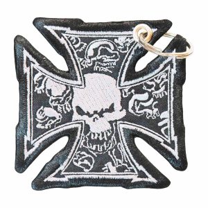 Patch Bordado - Motociclista Caveira Cruz Ferro DV80417-176 - Chaveiro