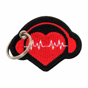 Patch Bordado - Fone Eu Amo Musica Coraçao DV80734-31P - Chaveiro