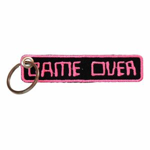 Patch Bordado Geek Game Over Tarja Fim De Jogo Rosa DV80813-47 - Chaveiro