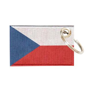 Chaveiro Bordado Bandeira República Tcheca 5,5x3,5 Sublimado