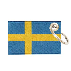 Chaveiro Bordado Bandeira Suécia 5,5x3,5 Sublimado